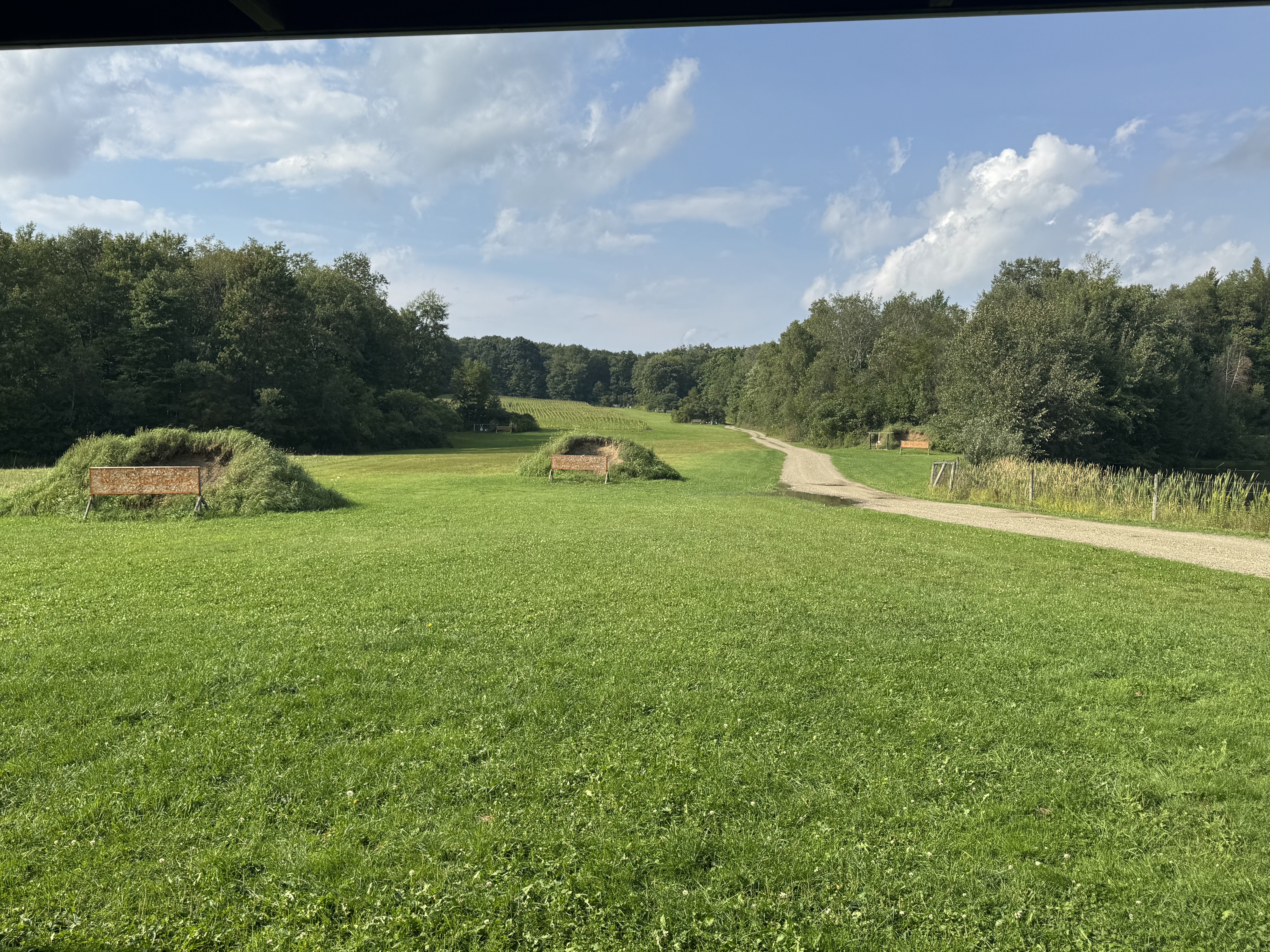 500-yard rifle range showing covered benchrest stations and downrange target frames